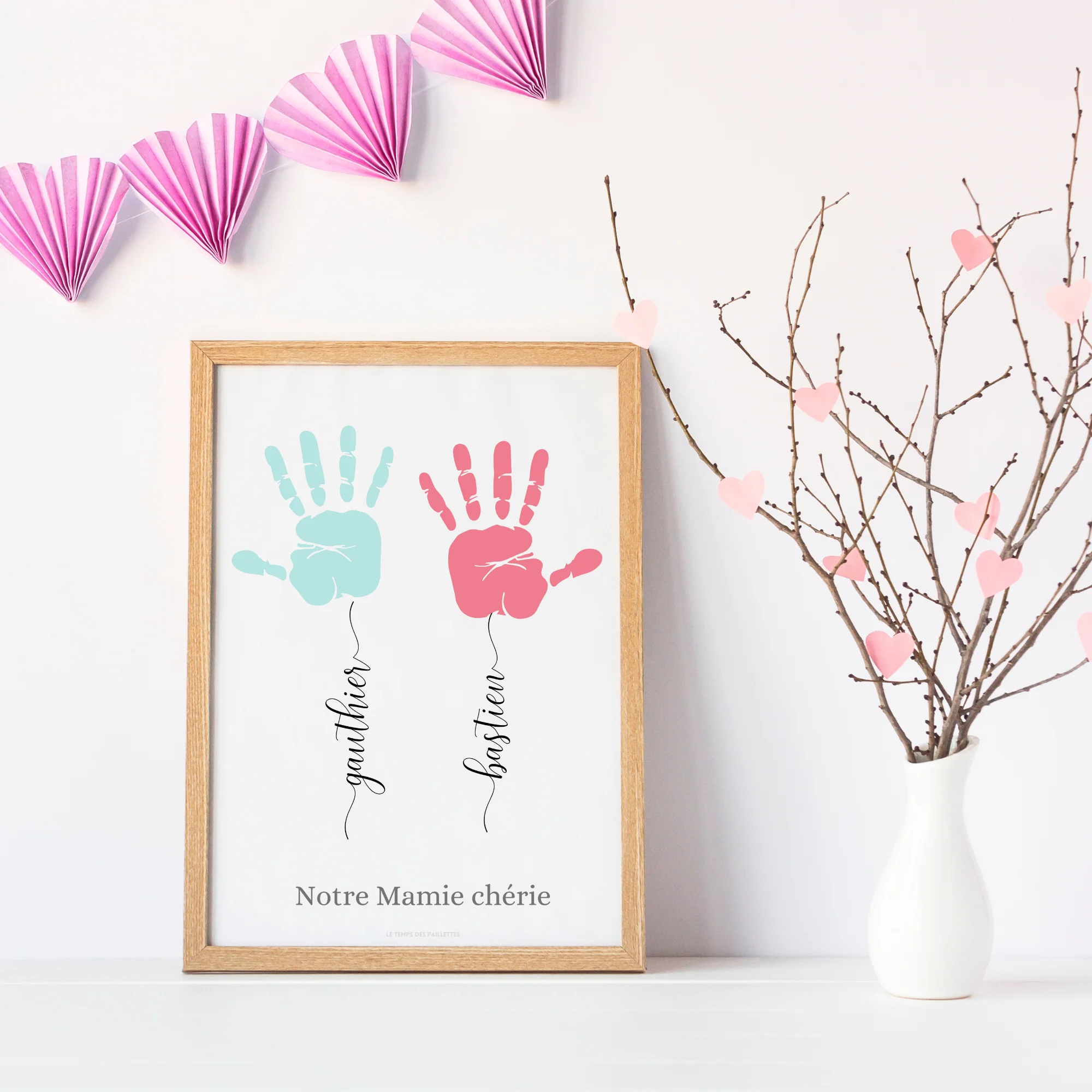 Affiche mamie personnalisée empreinte de mains et prénoms des petits enfants - fête des grands mères par Le Temps des Paillettes – Image 6