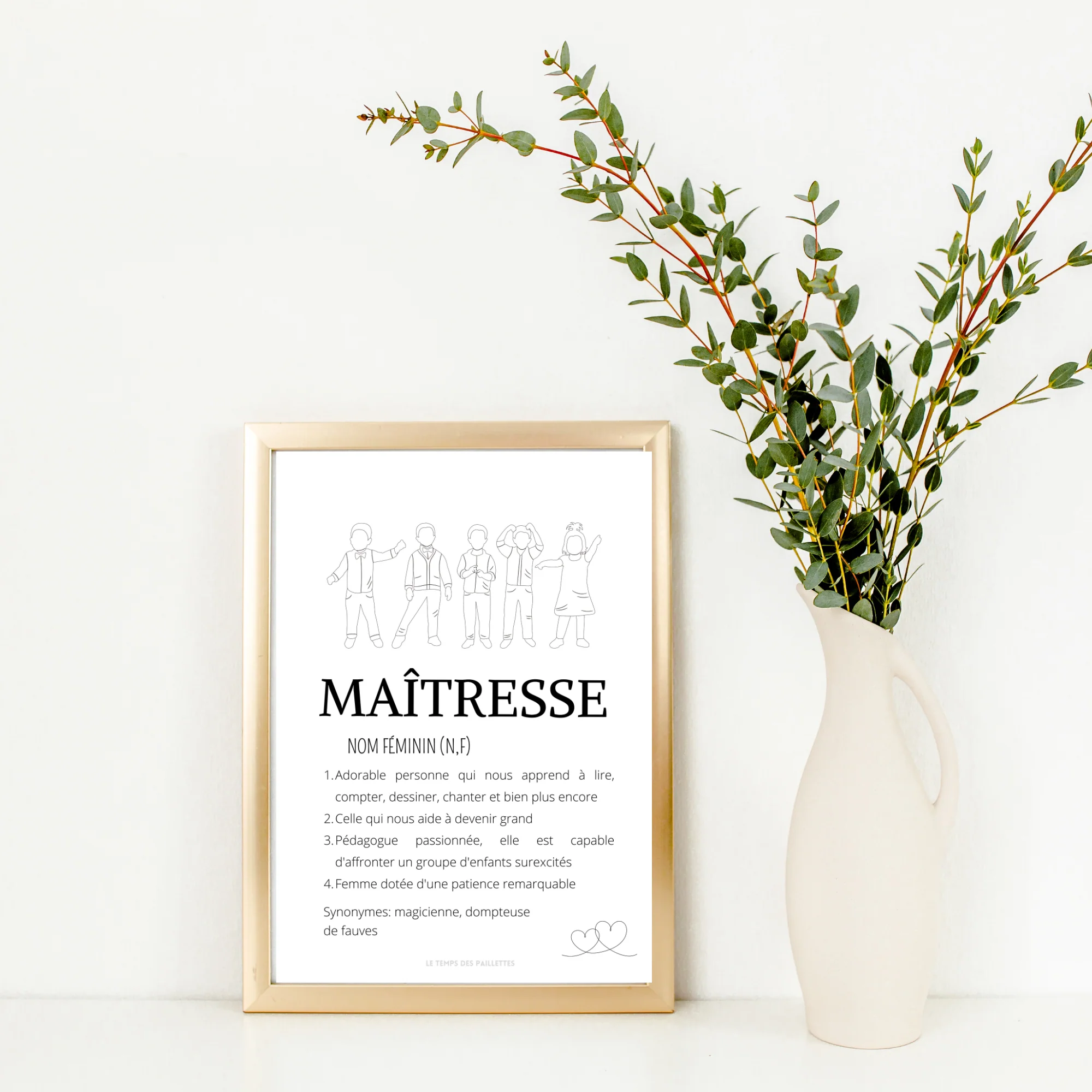 Affiche définition maitresse personnalisée - cadeau maitresse personnalisée - cadre maitresse par Le Temps des Paillettes – Image 7