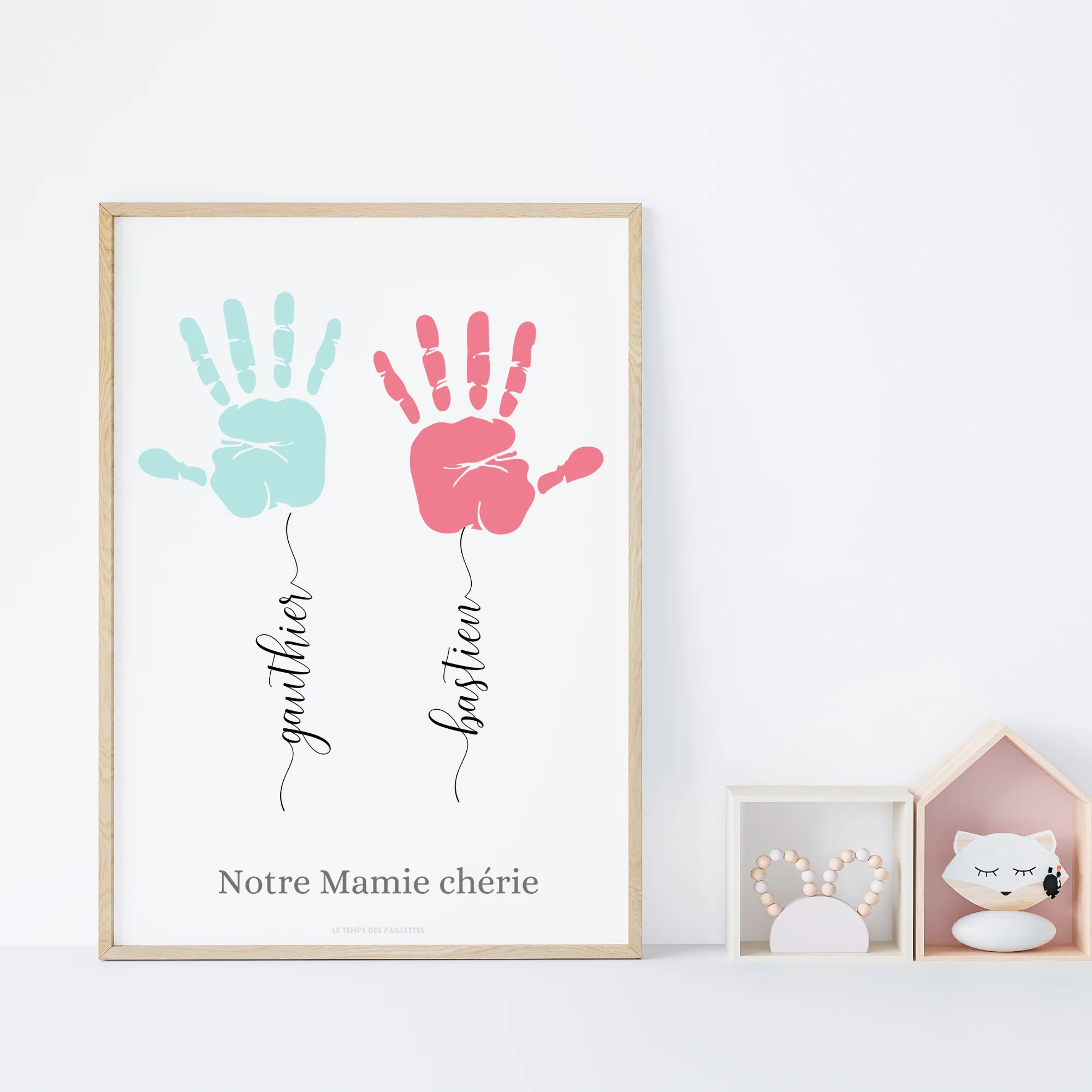 Affiche mamie personnalisée empreinte de mains et prénoms des petits enfants - fête des grands mères par Le Temps des Paillettes