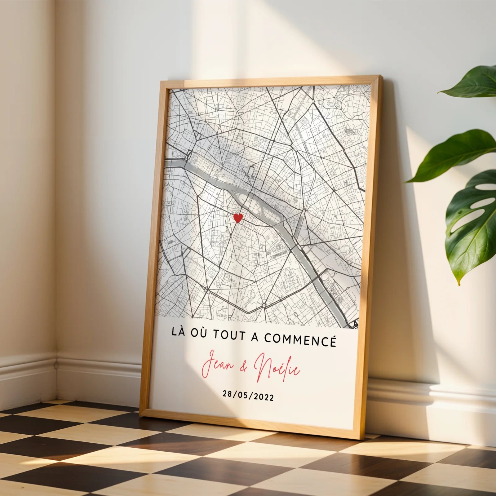 Affiche couple personnalisée avec lieu de rencontre - Affiche carte GPS pour couple – Image 5