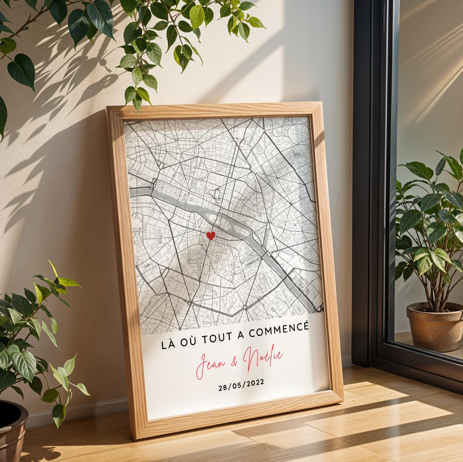Affiche couple personnalisée avec lieu de rencontre - Affiche carte GPS pour couple – Image 2