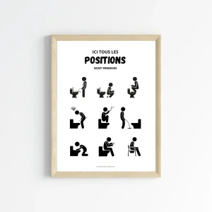 Affiche humour WC - affiche ici toutes les positions sont permises - Affiche Airbnb