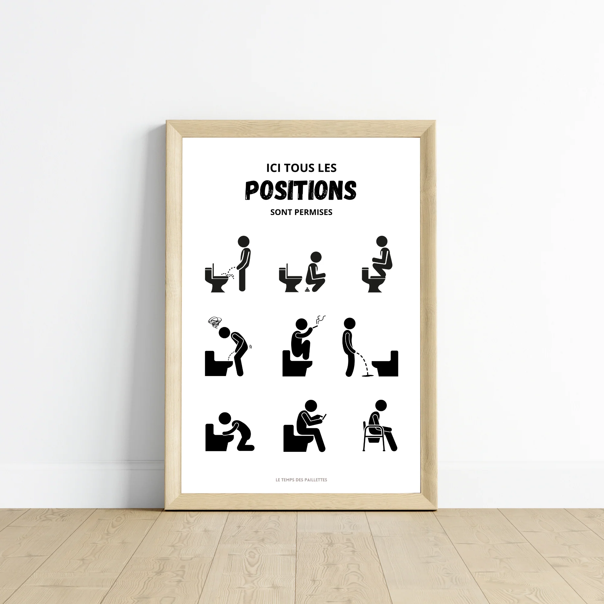 Affiche humour WC - affiche ici toutes les positions sont permises - Affiche Airbnb – Image 2