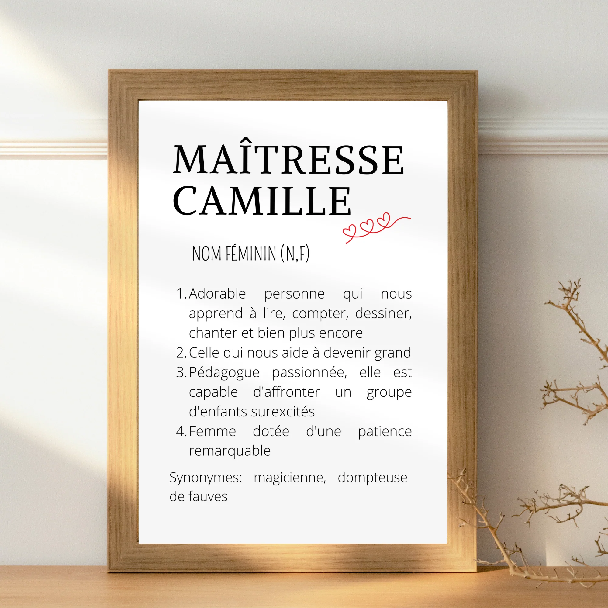 Affiche définition maitresse personnalisée - cadeau maitresse personnalisée - cadre maitresse par Le Temps des Paillettes – Image 6