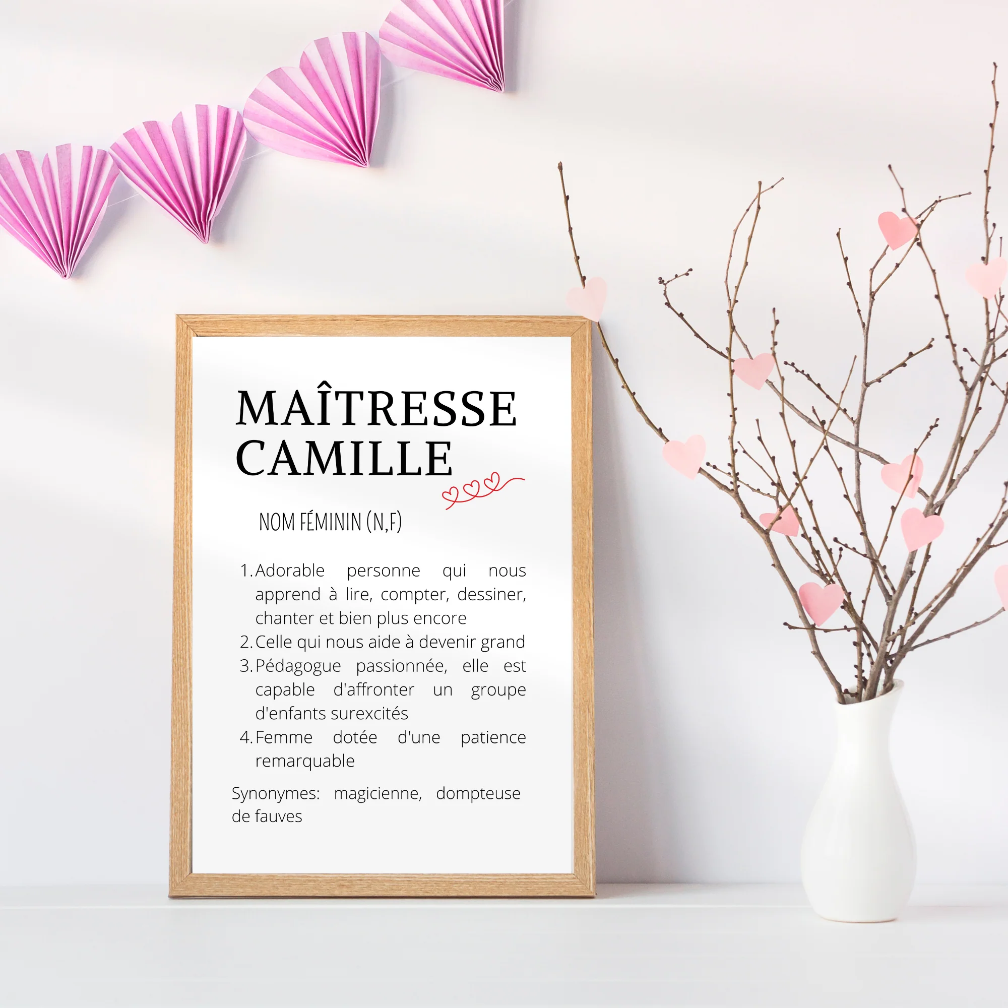 Affiche définition maitresse personnalisée - cadeau maitresse personnalisée - cadre maitresse par Le Temps des Paillettes – Image 3