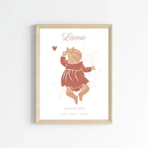 Affiche de Naissance Personnalisée Bohème - Prénom et Silhouette Abstraite