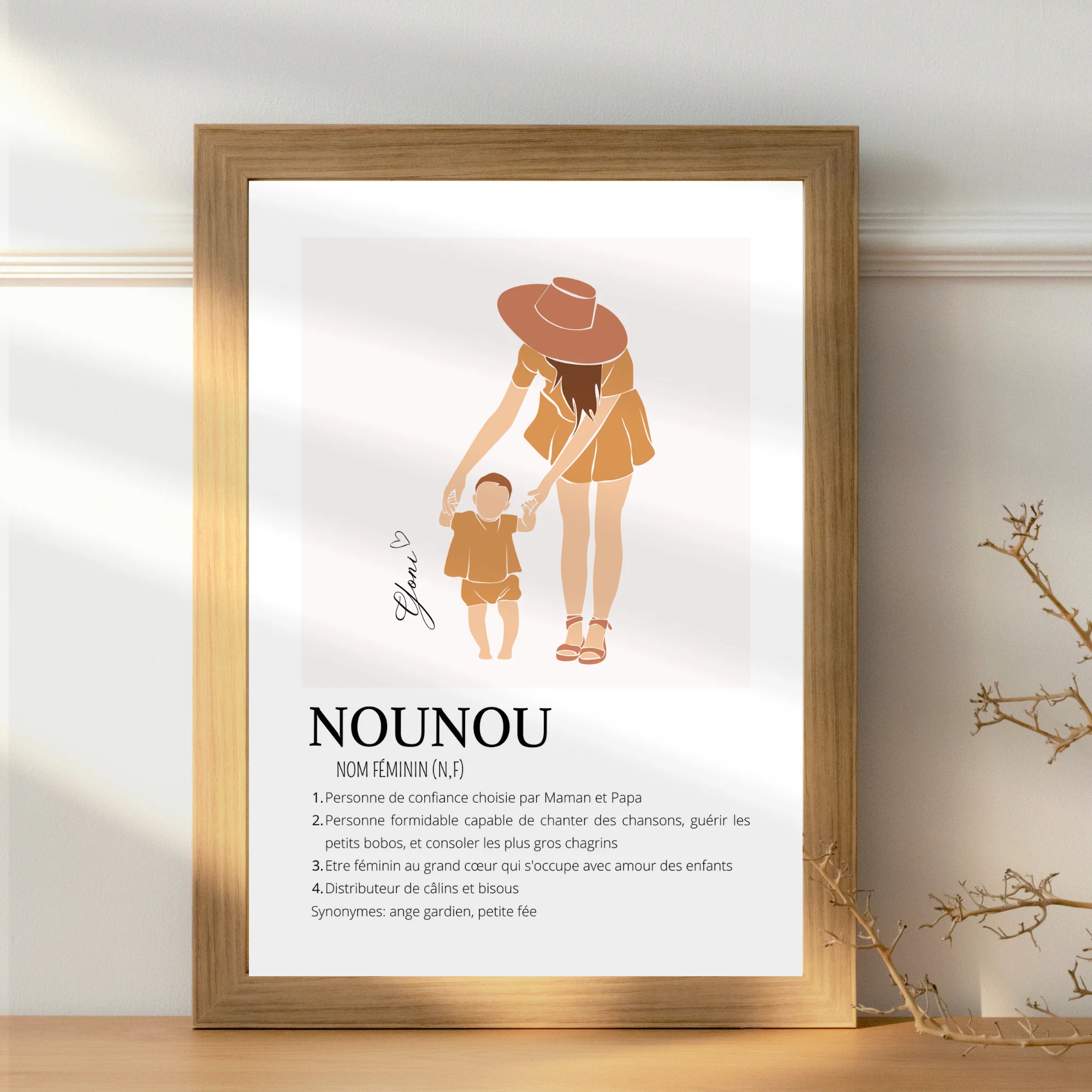 Affiche définition nounou personnalisé - Poster merci nounou - Cadeau personnalisé nounou par Le Temps des Paillettes – Image 4