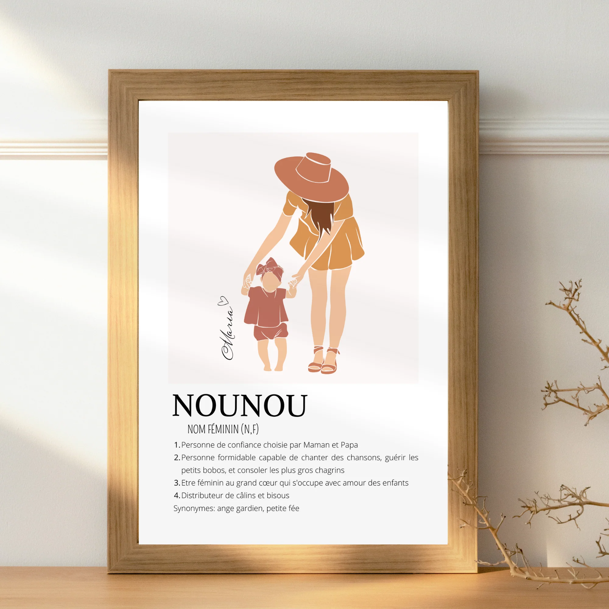 Affiche définition nounou personnalisé - Poster merci nounou - Cadeau personnalisé nounou par Le Temps des Paillettes – Image 2