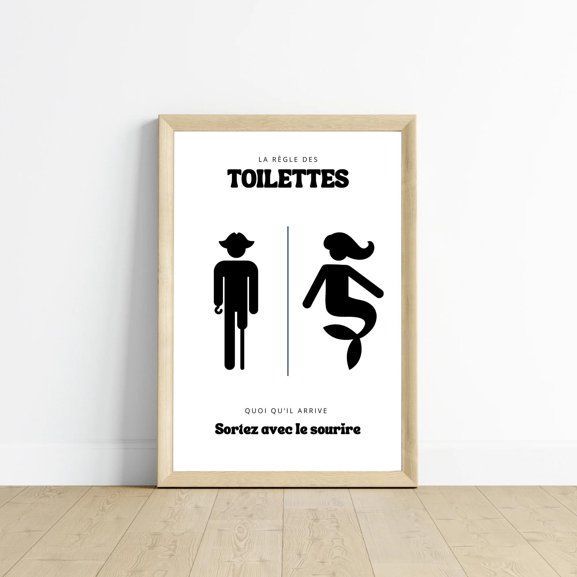Affiche Les toilettes Sirene & Pirate - Affiche drôle WC et salle de bain - Affiche Airbnb – Image 2