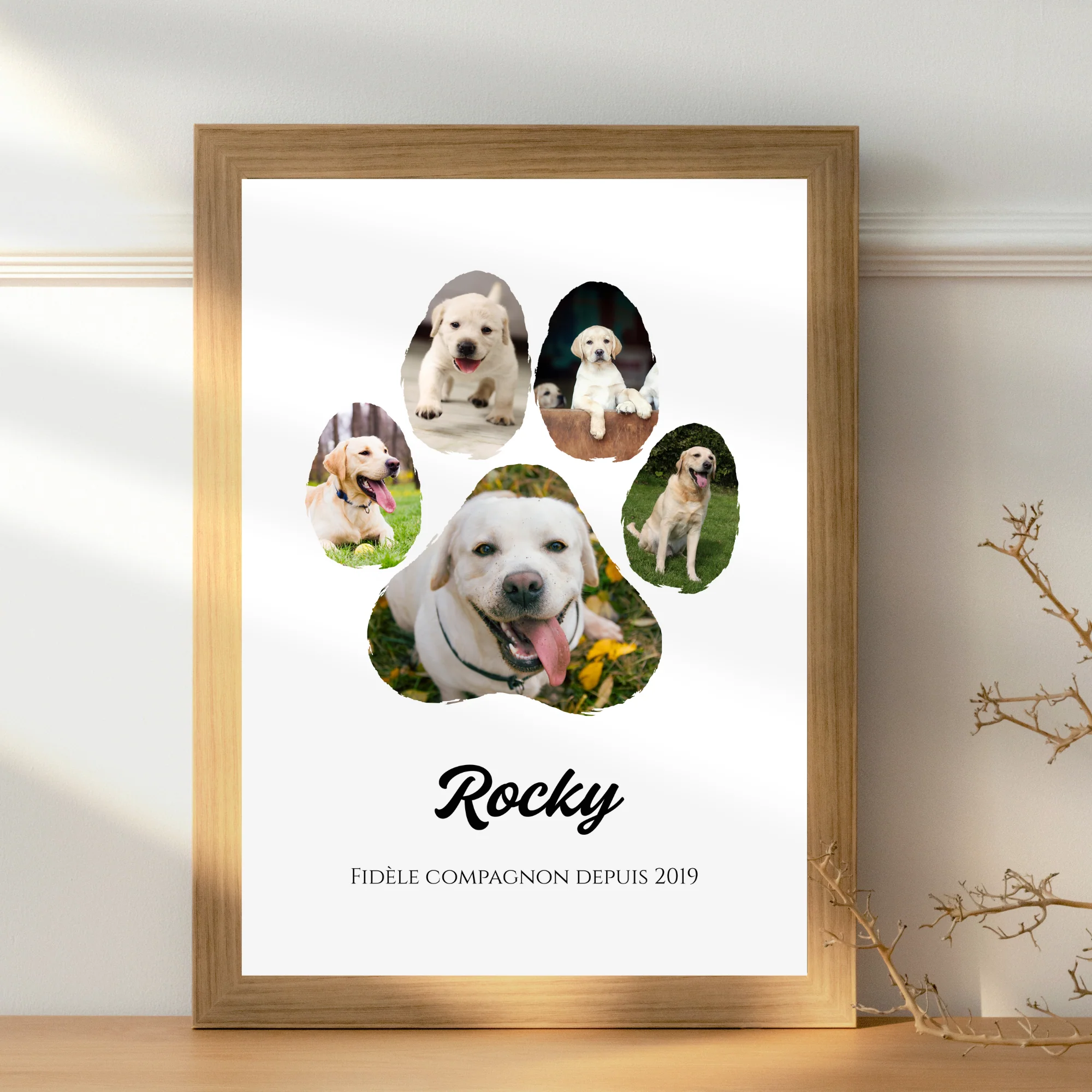 Affiche chien personnalisée Photo collage – Cadre poster photo collage empreinte de patte – Image 5