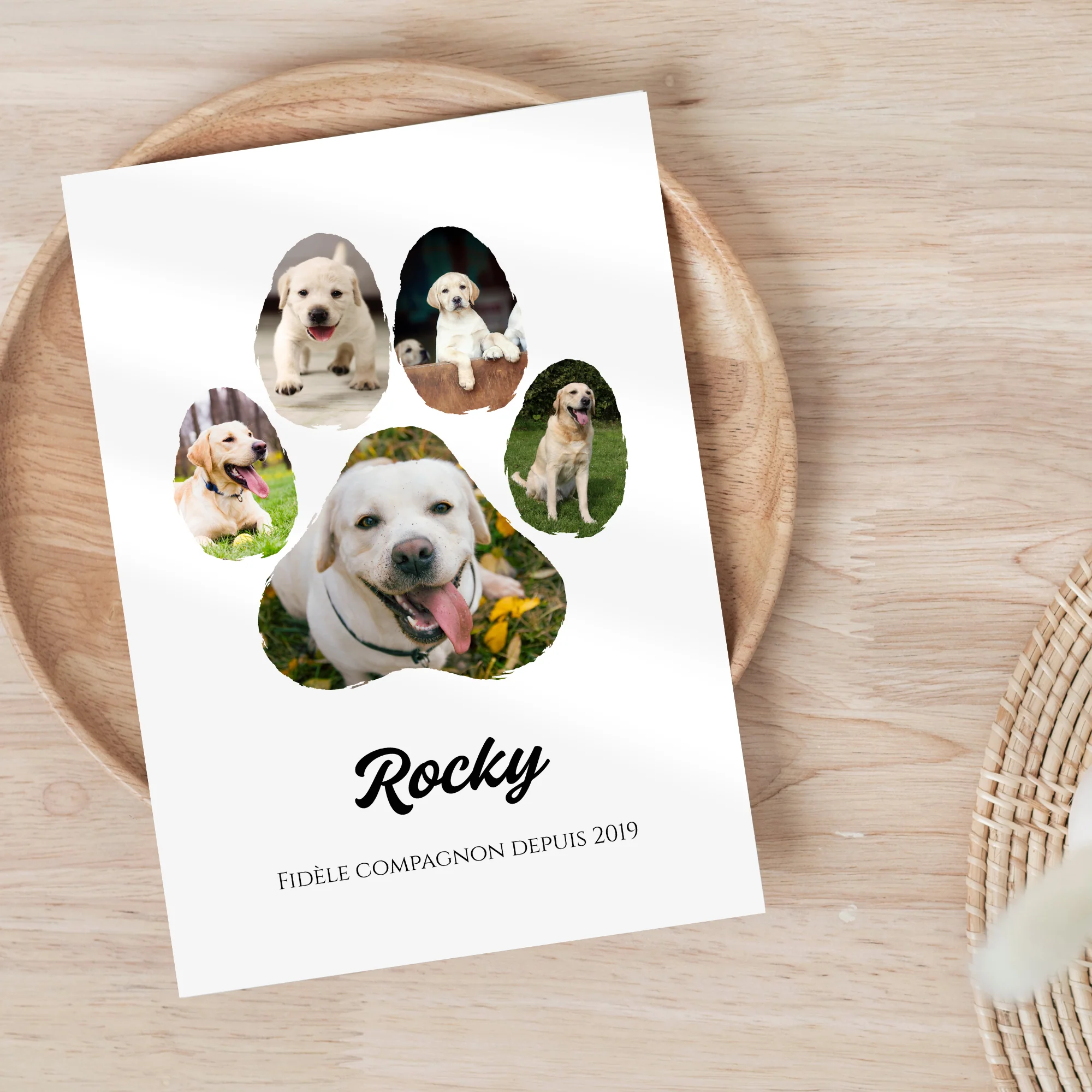 Affiche chien personnalisée Photo collage – Cadre poster photo collage empreinte de patte – Image 3