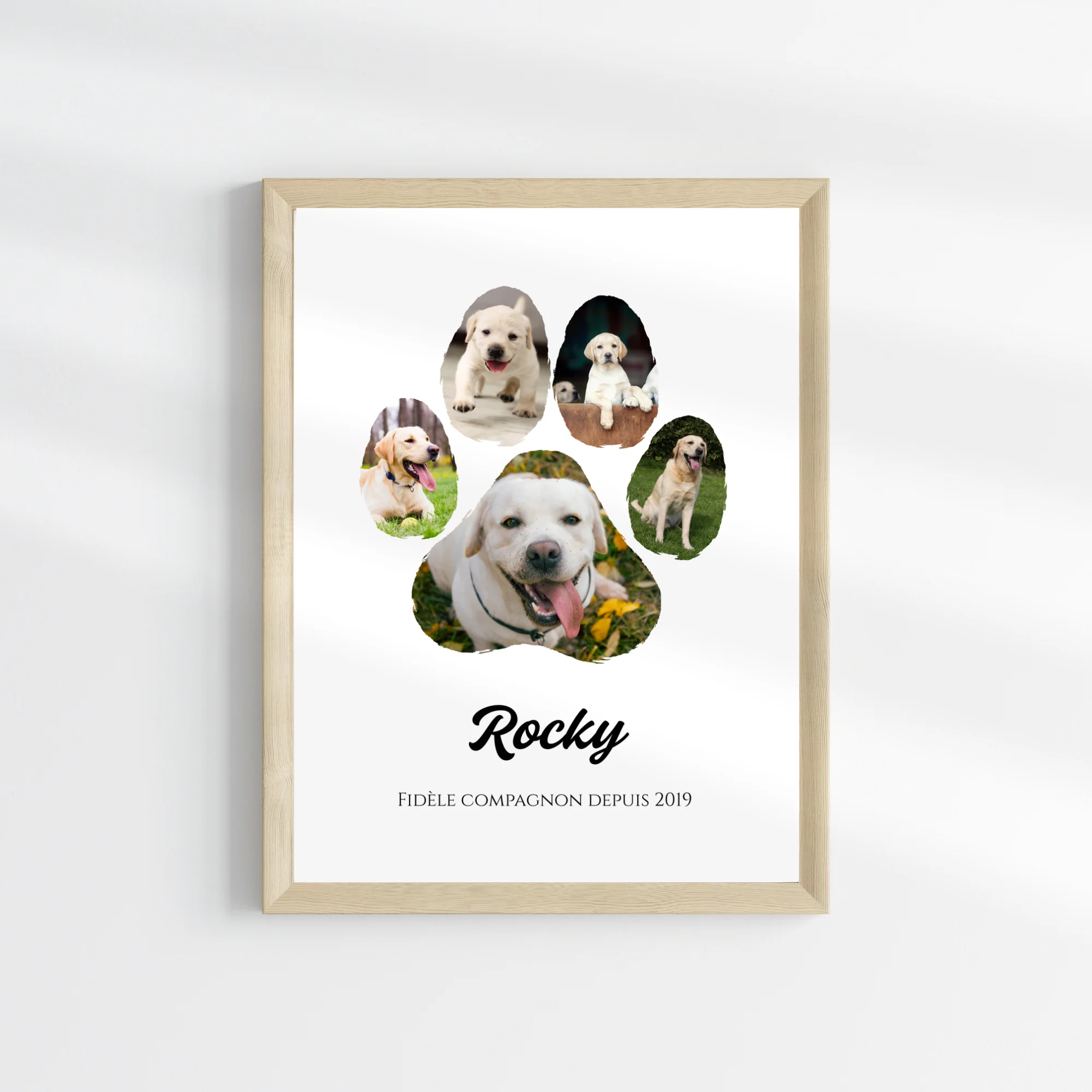 Affiche chien personnalisée Photo collage – Cadre poster photo collage empreinte de patte – Image 4