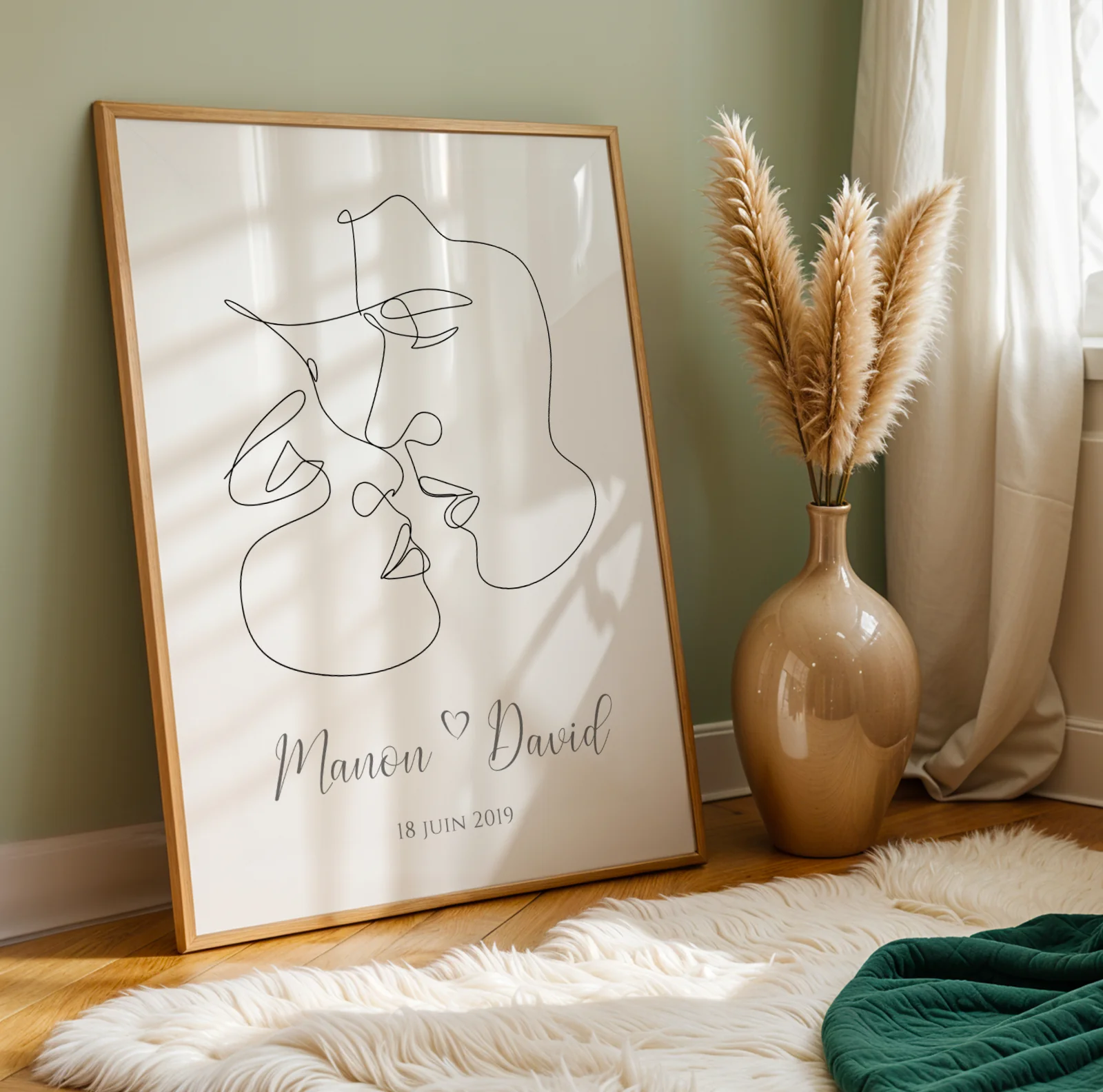 Affiche Couple Personnalisée - Design Single Line avec Prénoms – Image 3