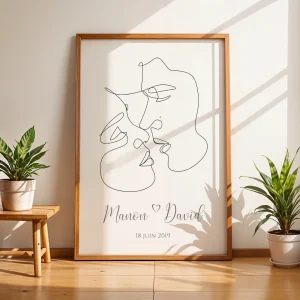 Affiche Couple Personnalisée - Design Single Line avec Prénoms