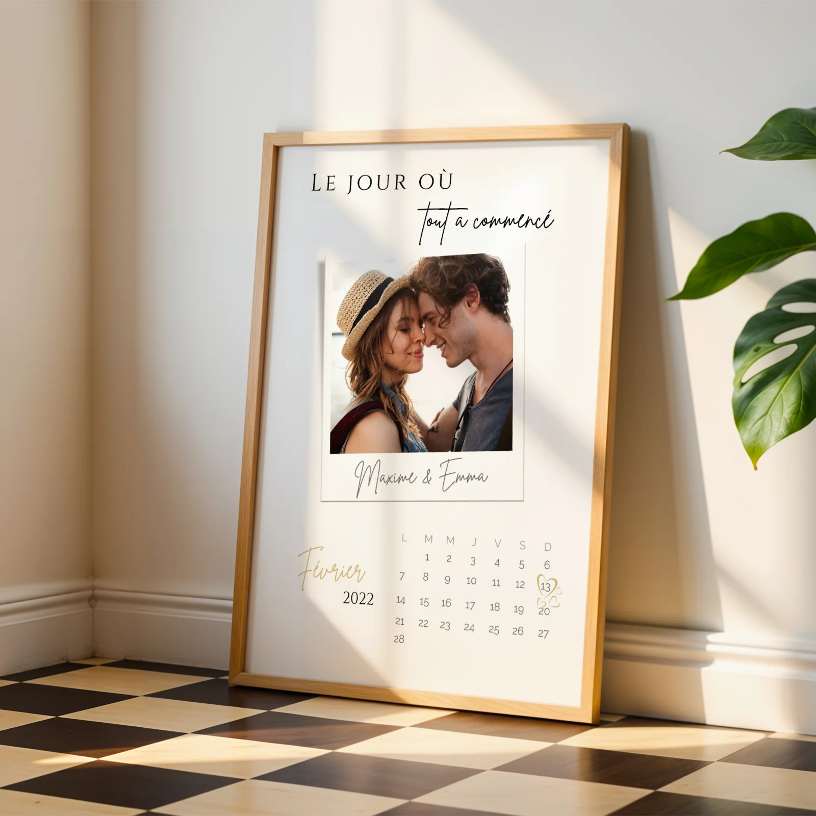 Le jour où tout a commencé - Affiche photo couple personnalisée avec date de rencontre – Image 2