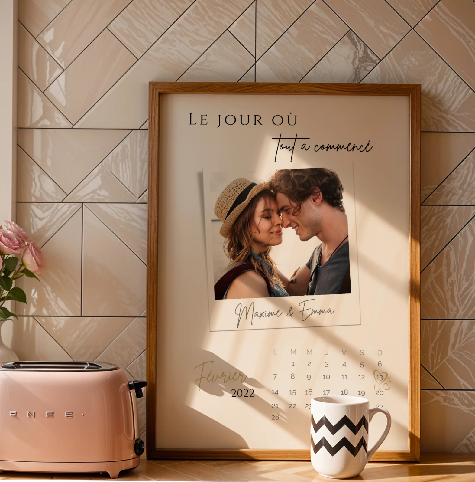 Le jour où tout a commencé - Affiche photo couple personnalisée avec date de rencontre – Image 6