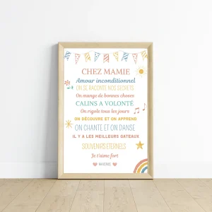 Affiche mamie personnalisée - fête des grand mère - cadeau mamie - Affiche nom de famille personnalisé par Le Temps des Paillettes