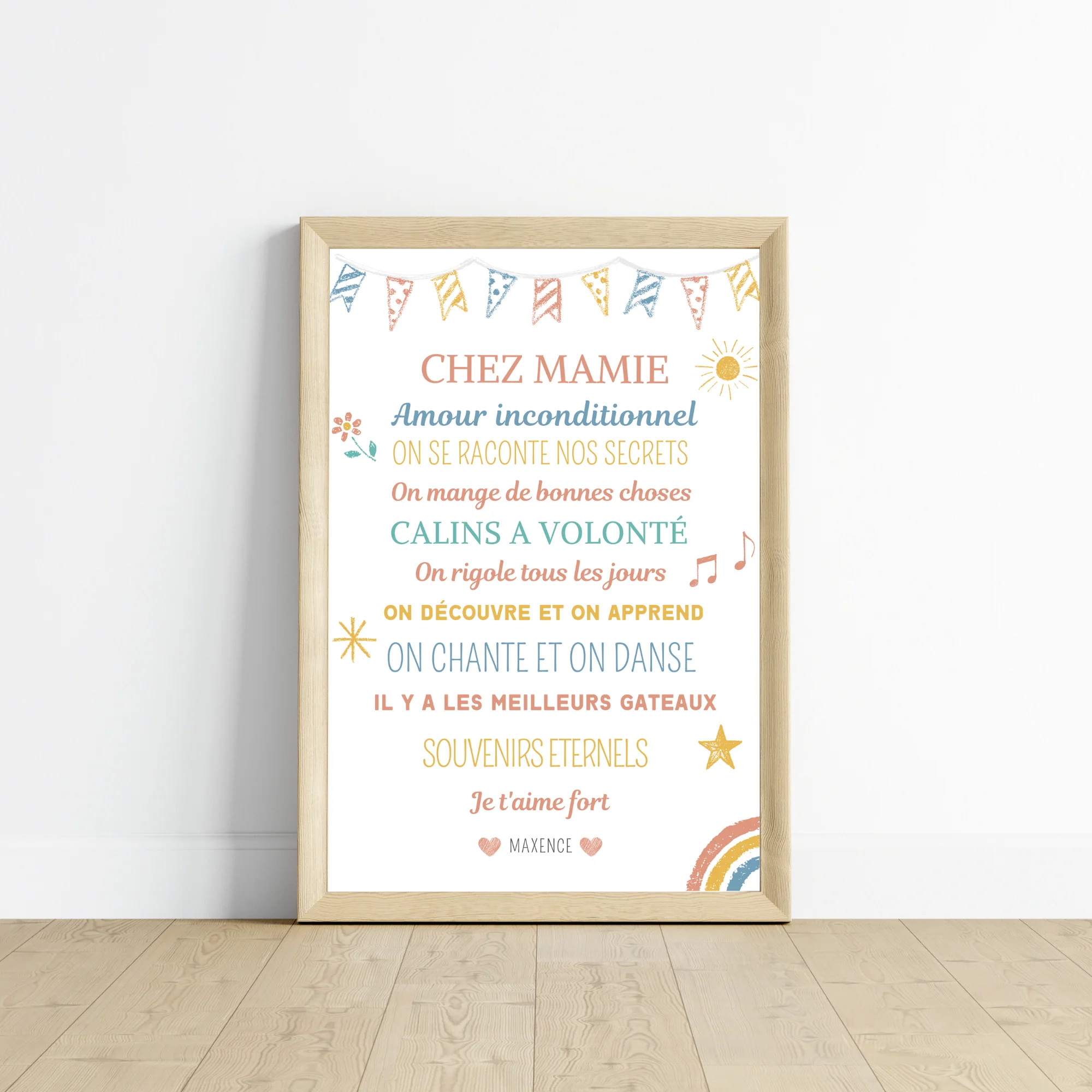 Affiche mamie personnalisée - fête des grand mère - cadeau mamie - Affiche nom de famille personnalisé par Le Temps des Paillettes