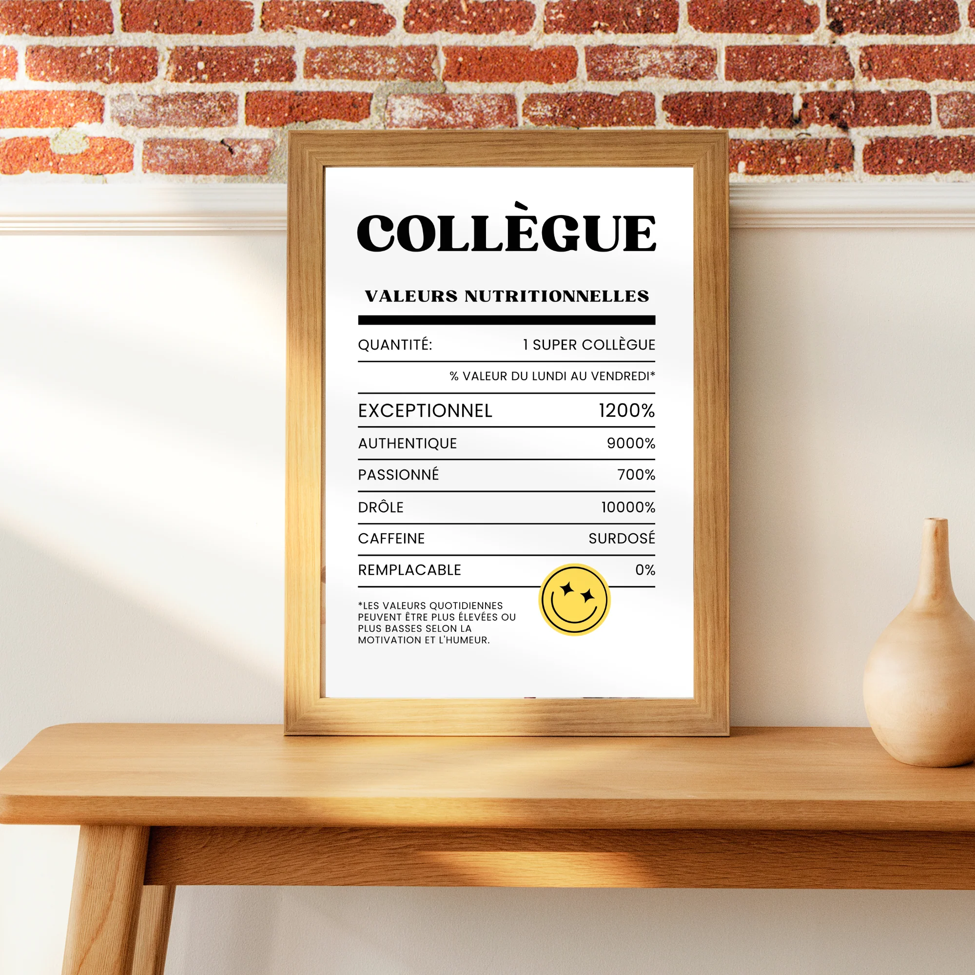 Affiche Collègue Valeurs nutritionnelles - affiche humoristique cadeau collègue – Image 3