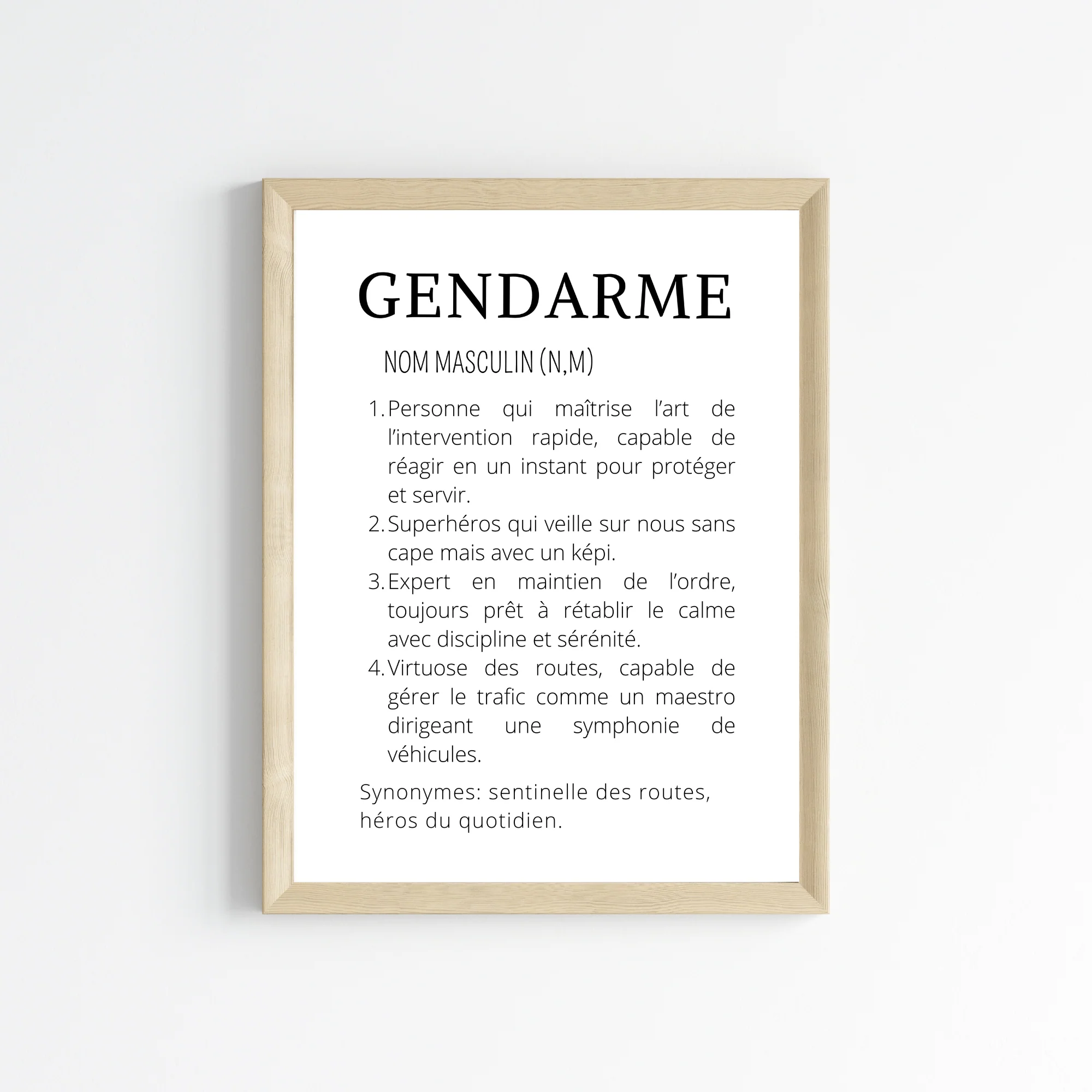 Affiche définition minimaliste Gendarme - Idée cadeau pour Gendarme – Image 3