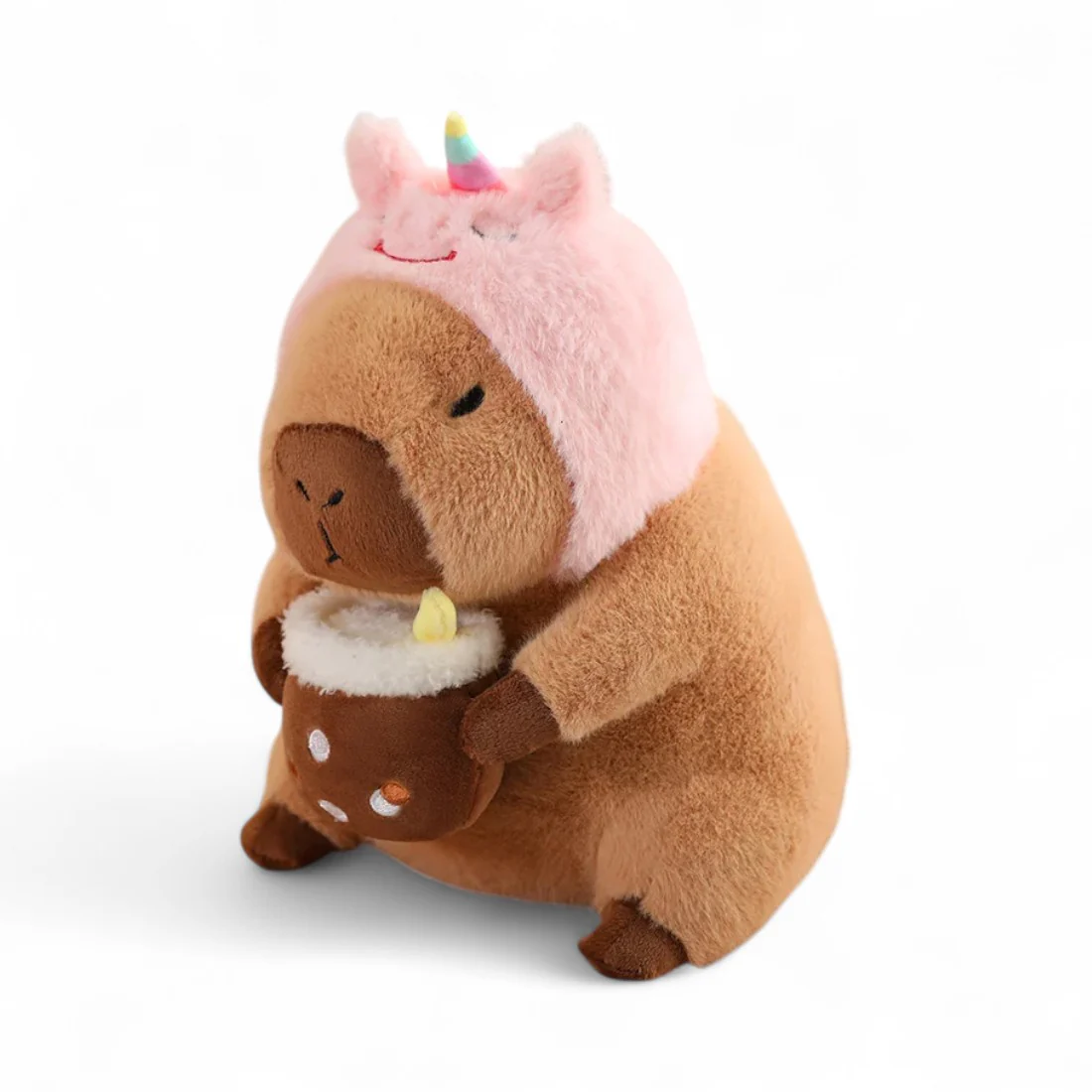 Peluche capybara avec boisson et bonnet rigolo – Image 9
