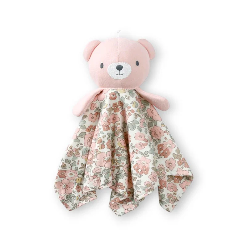 Peluche doudou plat tête ourson pour bébé