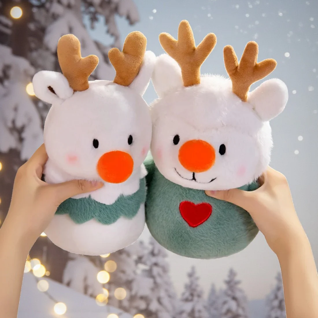 Peluche de noël duo rennes bonshommes de neige – Image 3