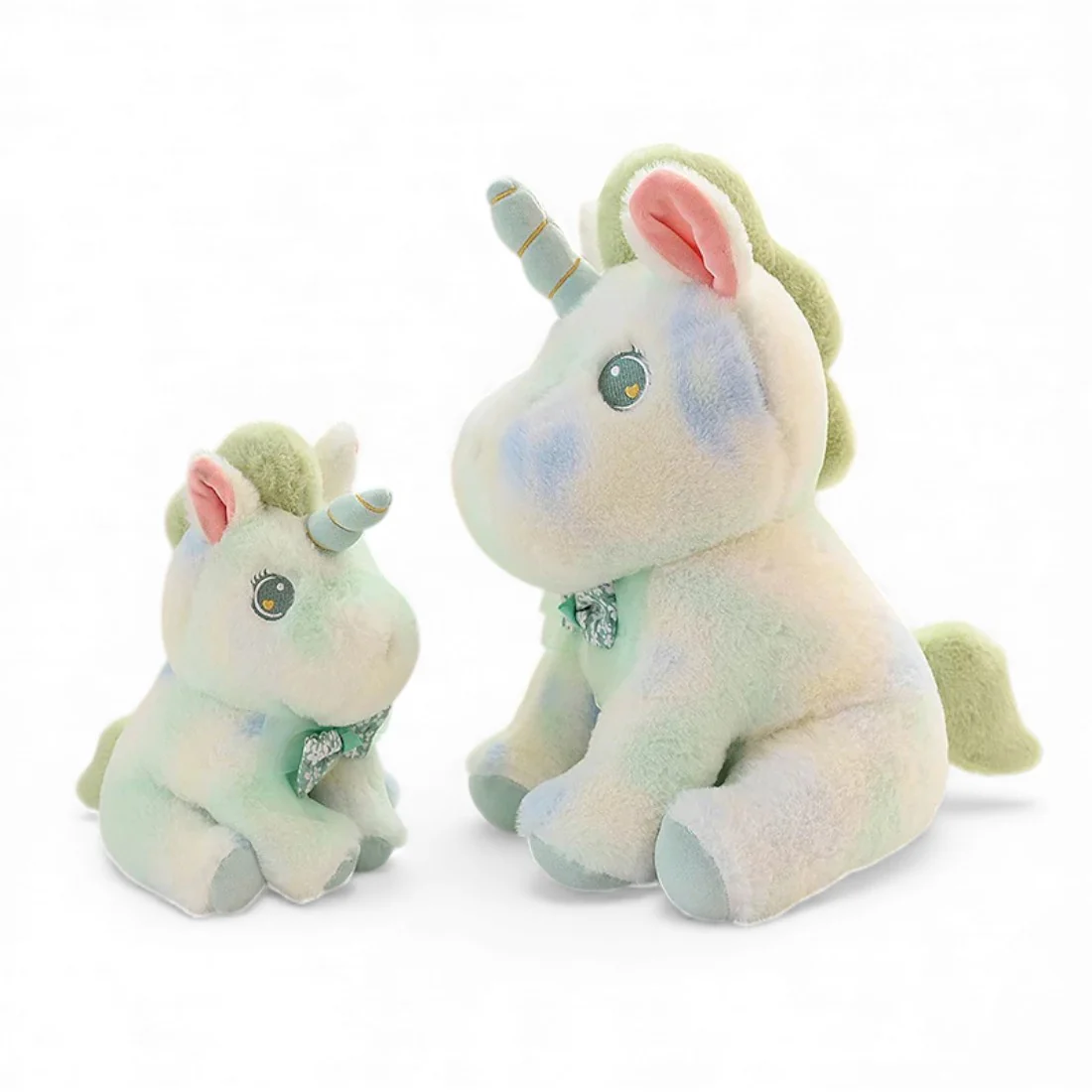 Peluche licorne pastel pour enfant avec nœud fleuri – Image 6
