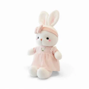 Adorable lapin en peluche avec robe à fleurs