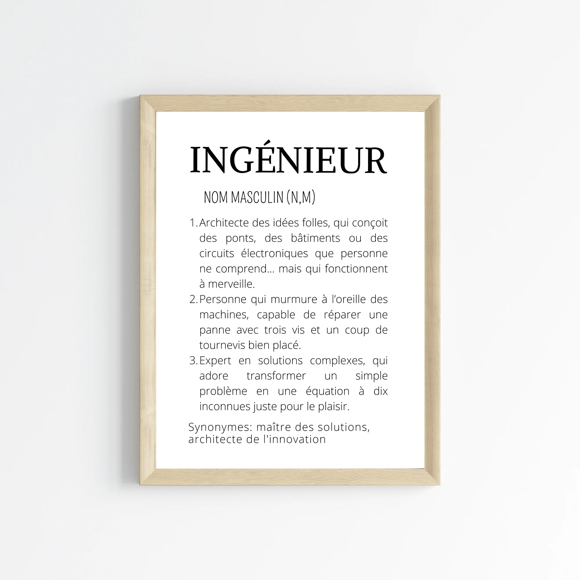 Affiche définition minimaliste Ingénieur - Idée cadeau pour Ingénieur – Image 2