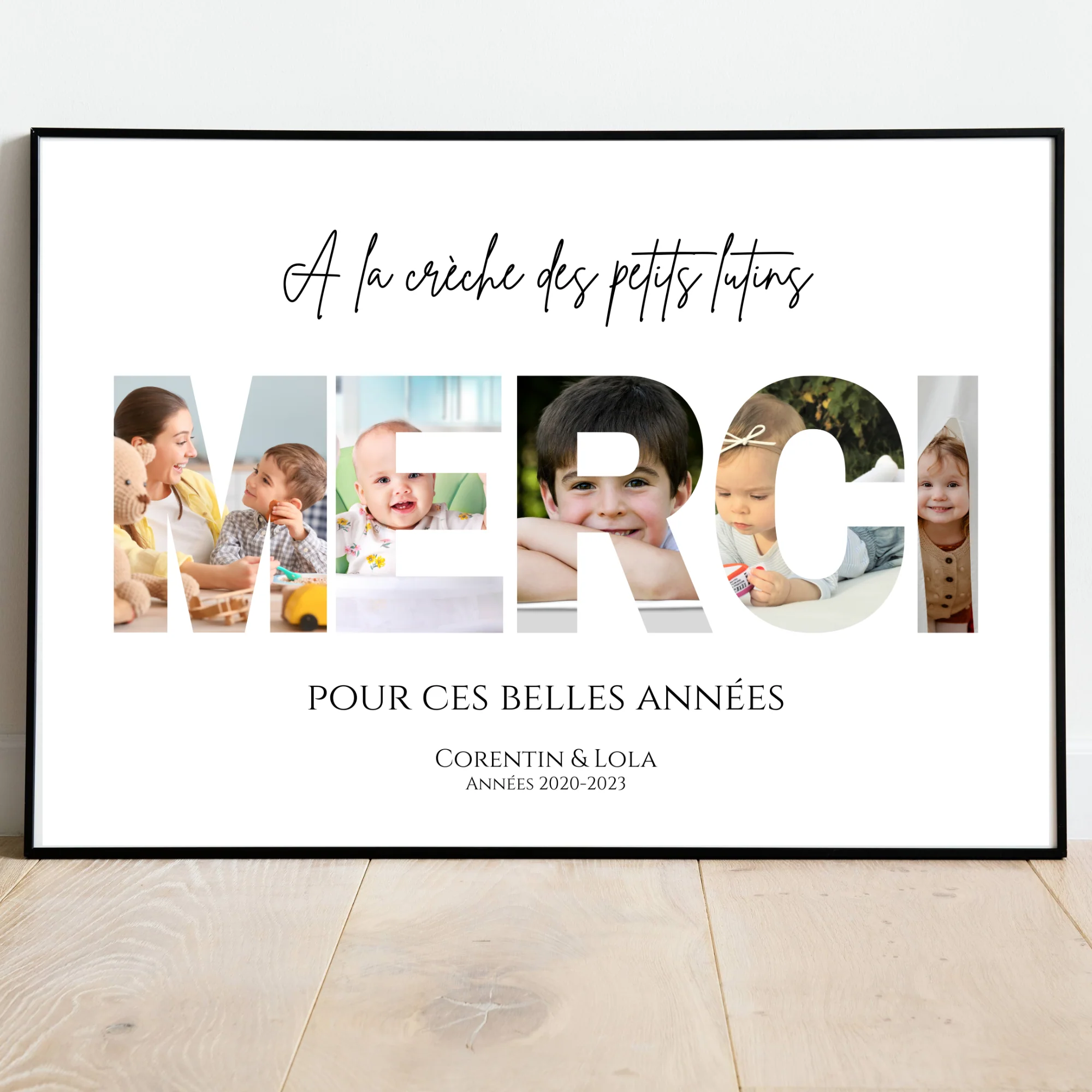 Cadre photo MERCI personnalisé - Affiche cadeau crèche nounou ou mam – Image 5