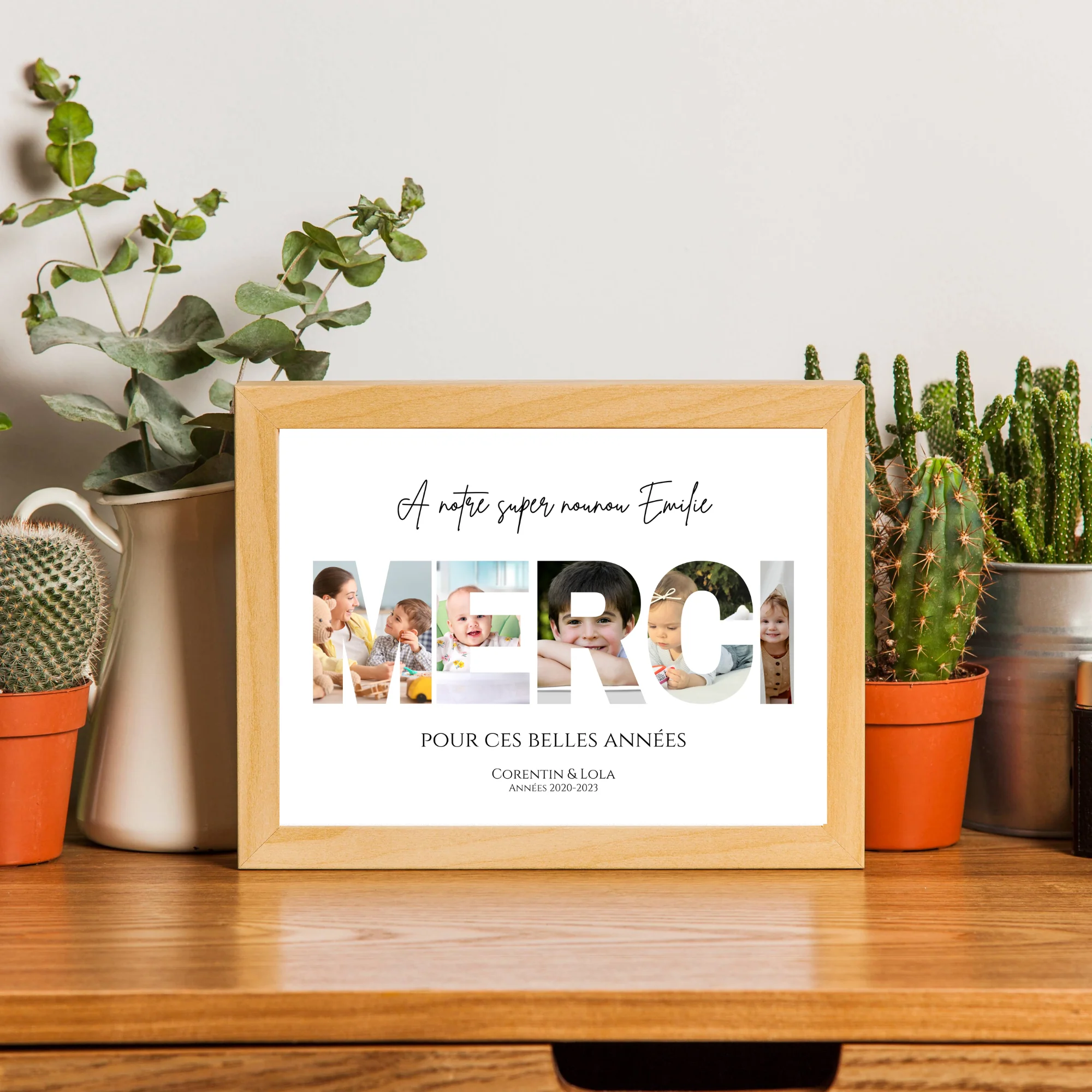 Cadre photo MERCI personnalisé - Affiche cadeau crèche nounou ou mam – Image 2