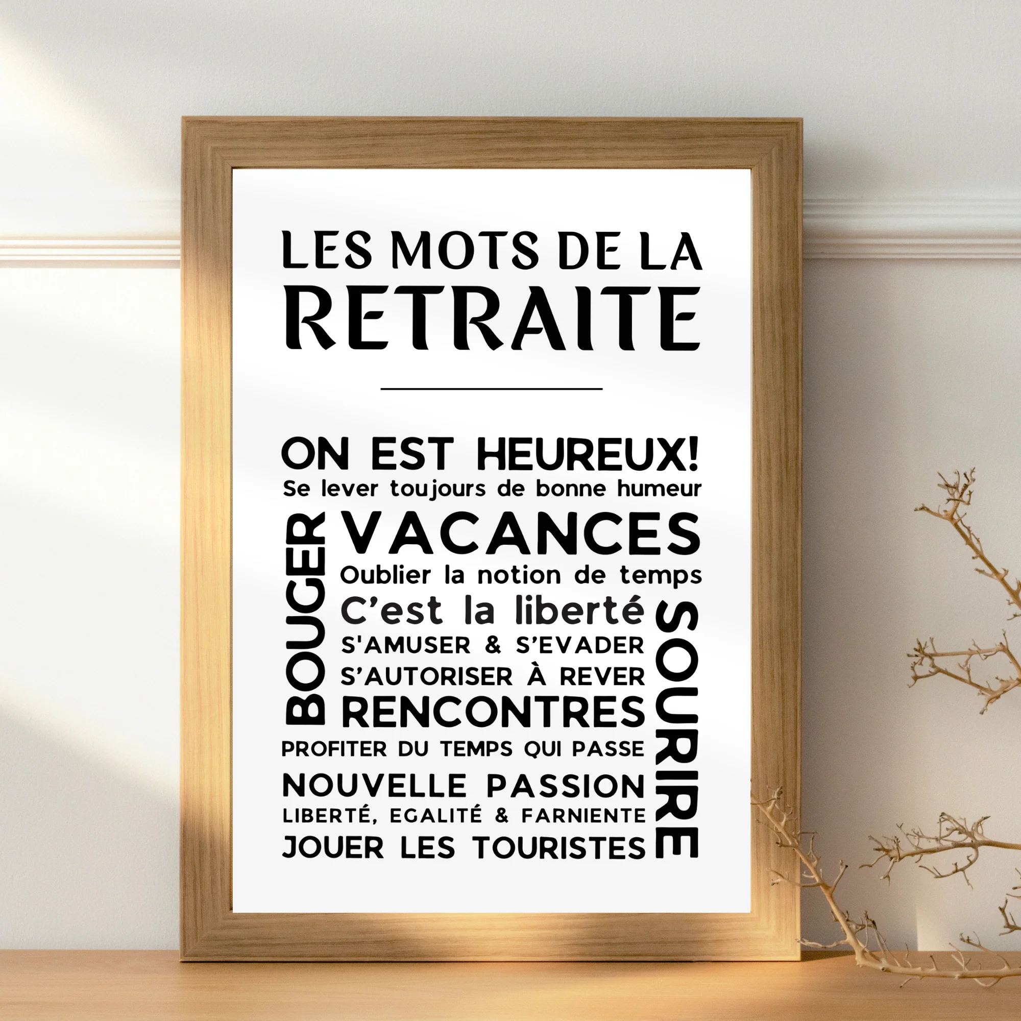 Affiche Les Mots de la Retraite - Poster pour Départ en Retraite