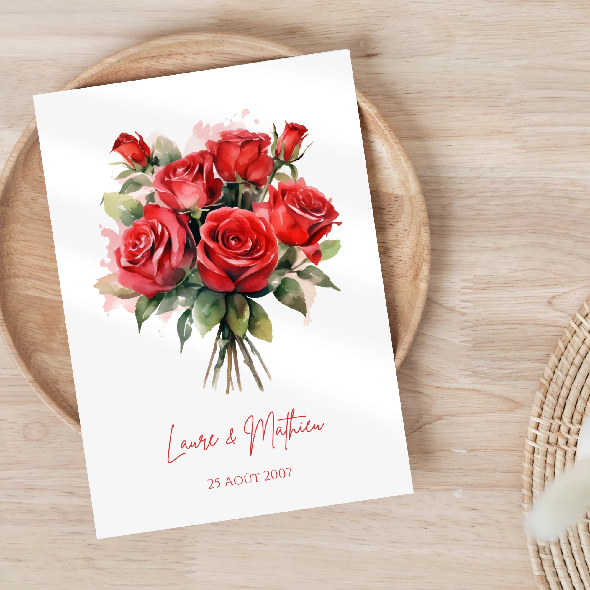 Affiche couple noce de rose - 17 ans de mariage - affiche anniversaire de mariage – Image 3
