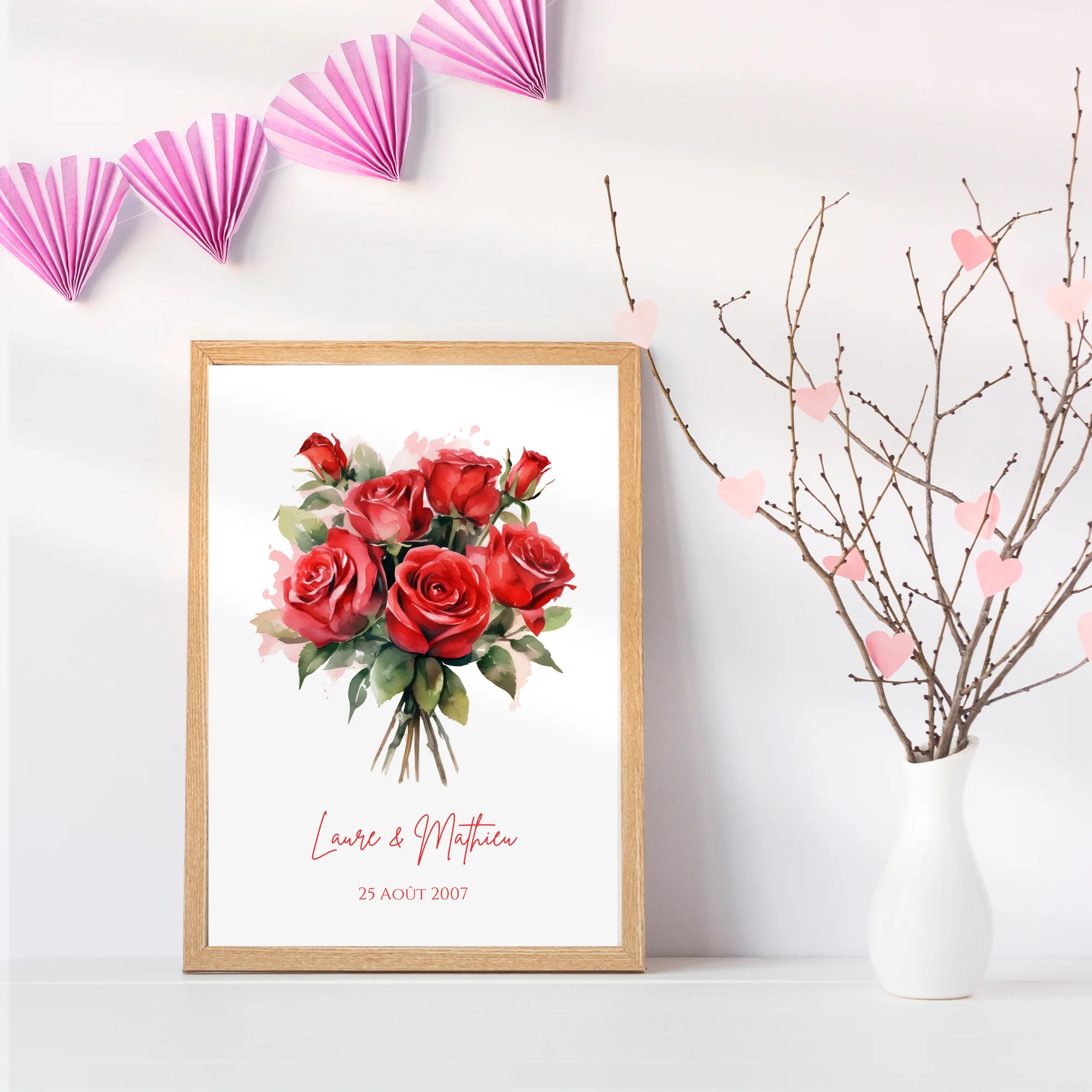 Affiche couple noce de rose - 17 ans de mariage - affiche anniversaire de mariage – Image 4