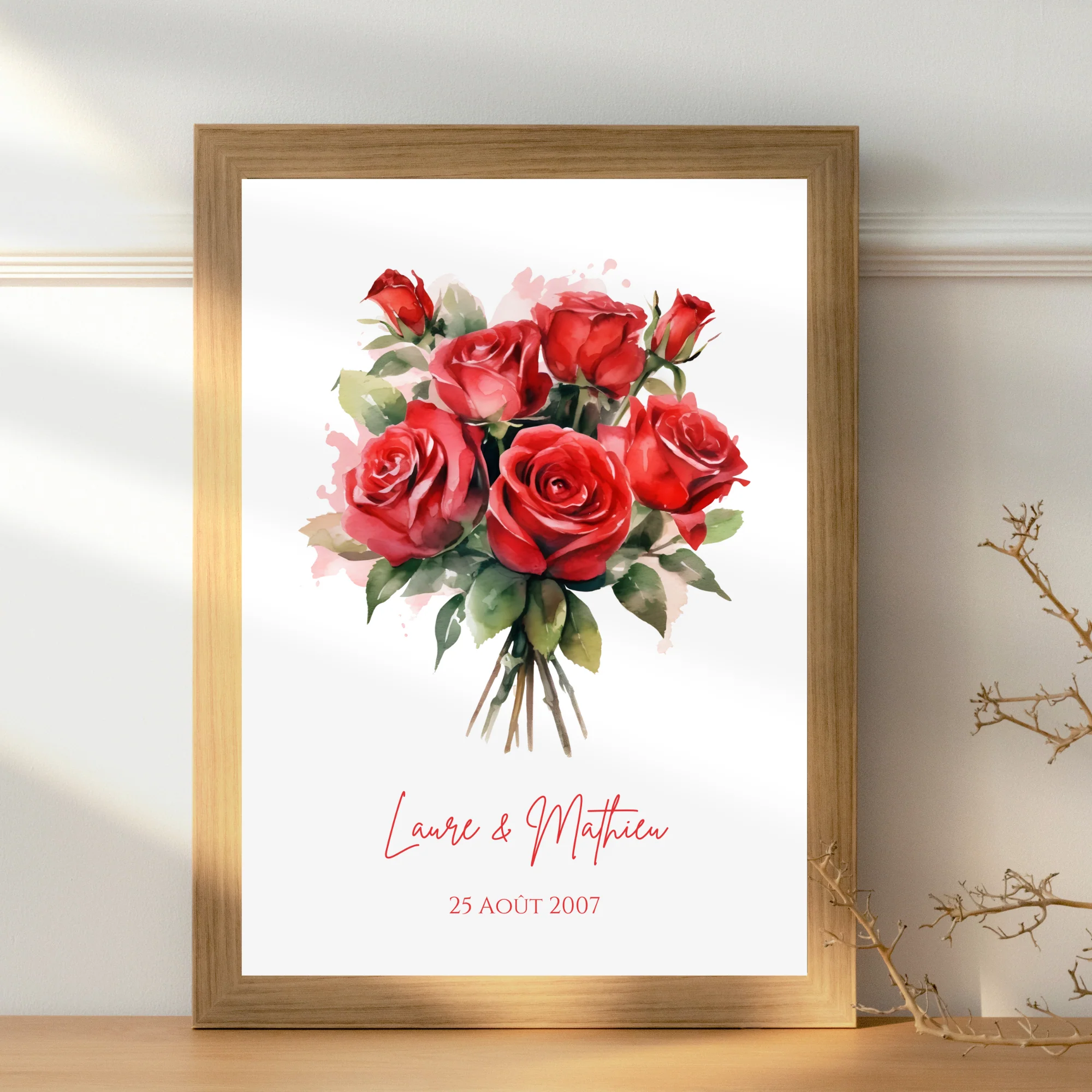 Affiche couple noce de rose - 17 ans de mariage - affiche anniversaire de mariage – Image 5