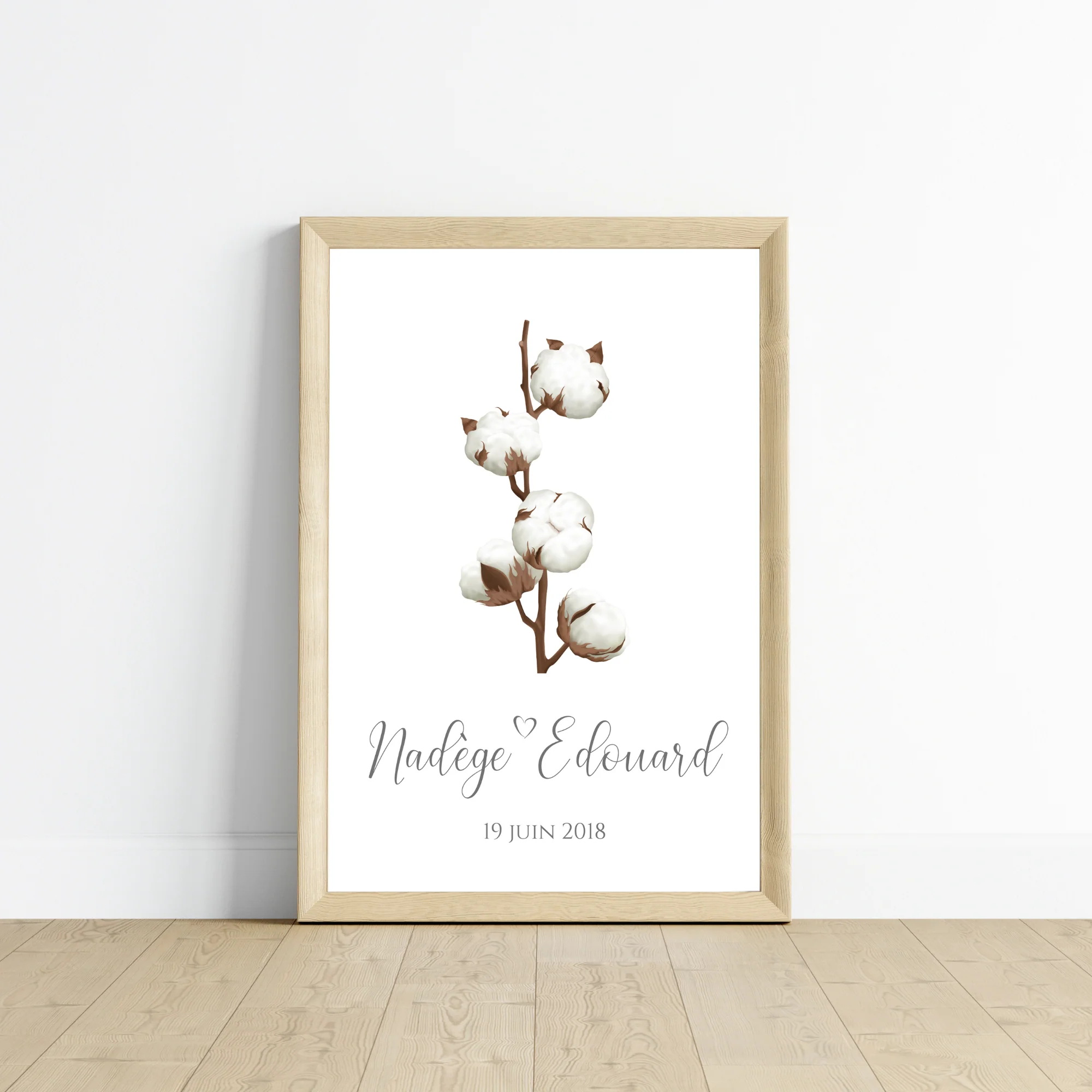 Affiche couple noce de coton - 1 an de mariage - affiche anniversaire de mariage par Le Temps des Paillettes