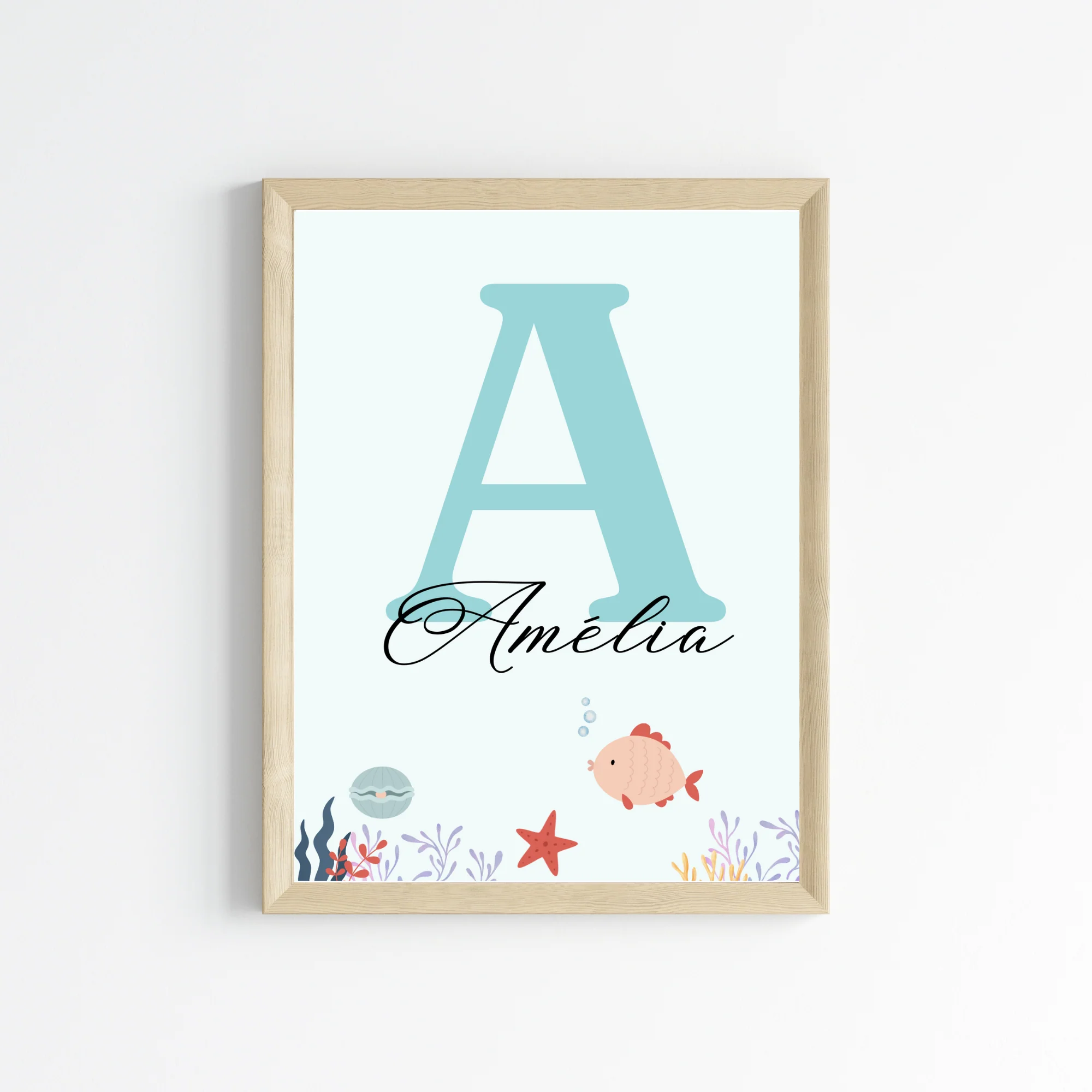 Affiche enfant sirène - Déco fille océan - Trio affiches A4 SANS CADRE – Image 2