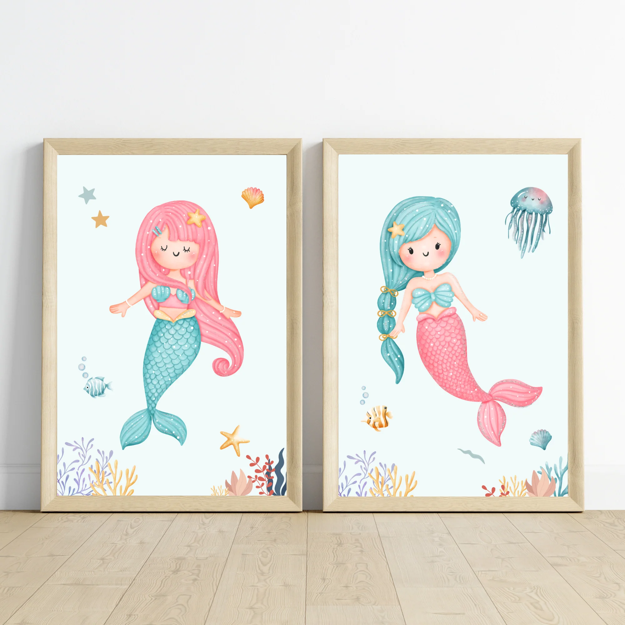 Affiche enfant sirène - Déco fille océan - Trio affiches A4 SANS CADRE – Image 3