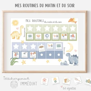 Mon tableau des routines - Dinosaure