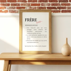 Affiche définition frère - Poster frère personnalisé - Cadeau personnalisé frère par Le Temps des Paillettes