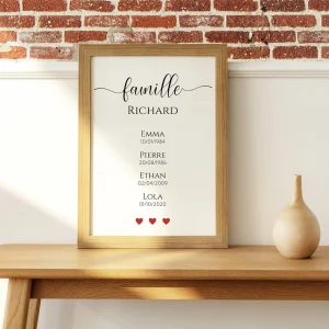 Affiche nom de famille personnalisé -  Affiche famille personnalisée - Poster portrait de famille par Le Temps des Paillettes