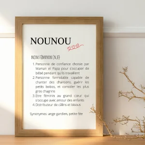 Affiche Définition nounou - Cadeau pour nounou - Affiche nounou par Le Temps des Paillettes
