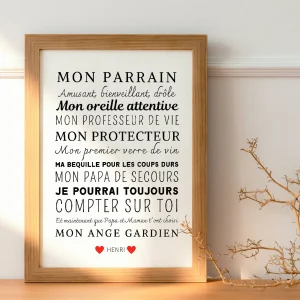 Affiche Personnalisée Mon Parrain | Demande et Cadeau Unique pour Parrain - Le Temps des Paillettes