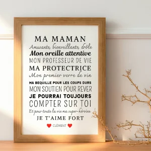 Affiche Maman Personnalisée – Cadeau Unique pour la Fête des Mères et Mamie