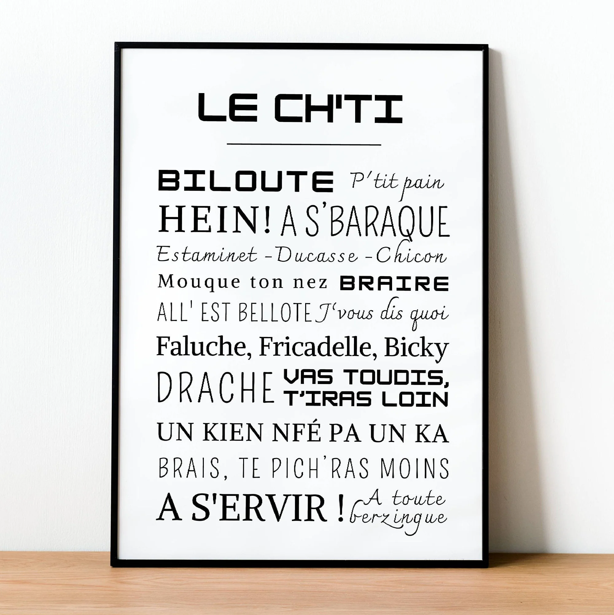 Affiche Mots Chti - Affiche mots et expressions Ch'timi - Poster Mots du Nord par Le Temps des Paillettes