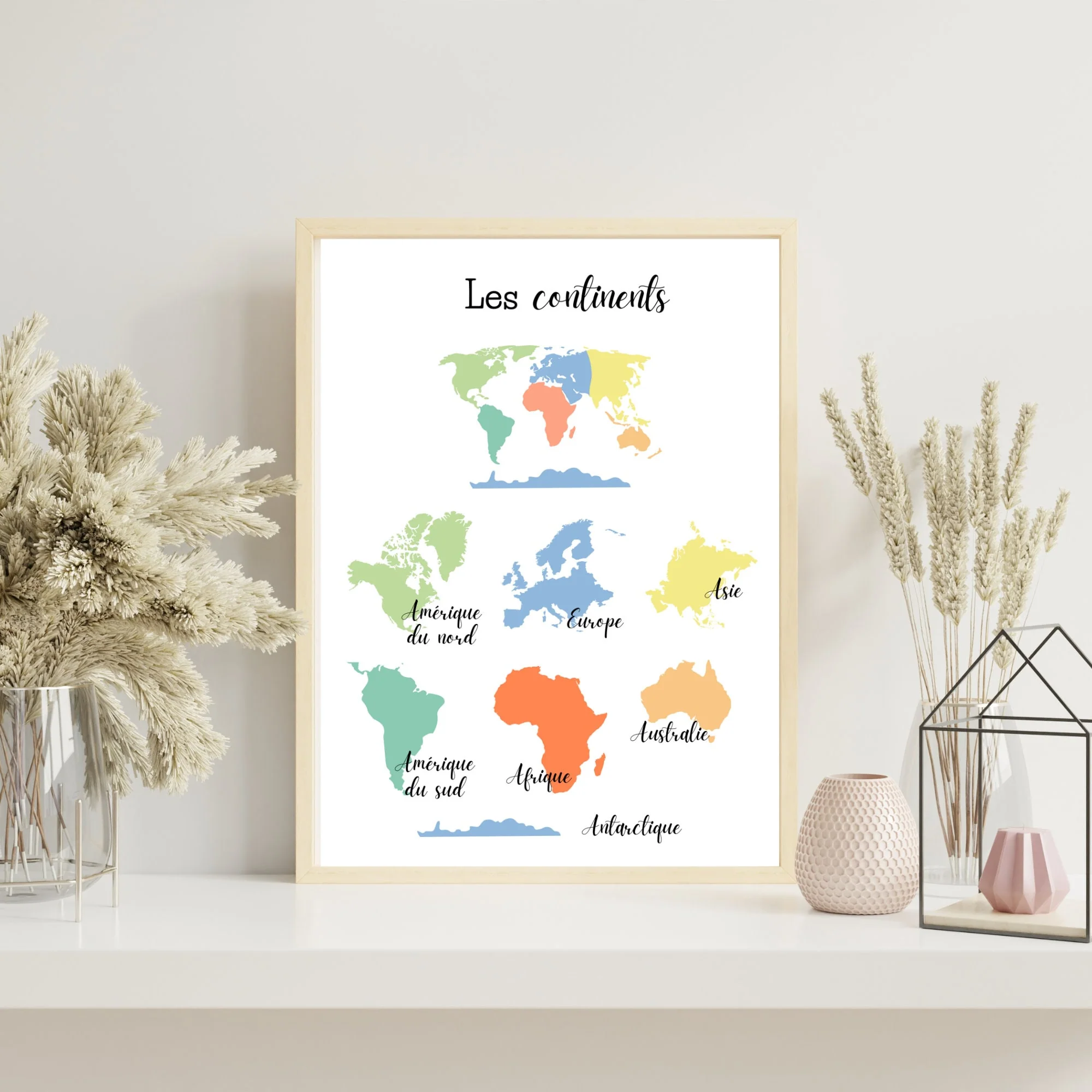 Affiche les continents - Affiches pédagogiques pour chambre enfant ou classe d'école – Image 2