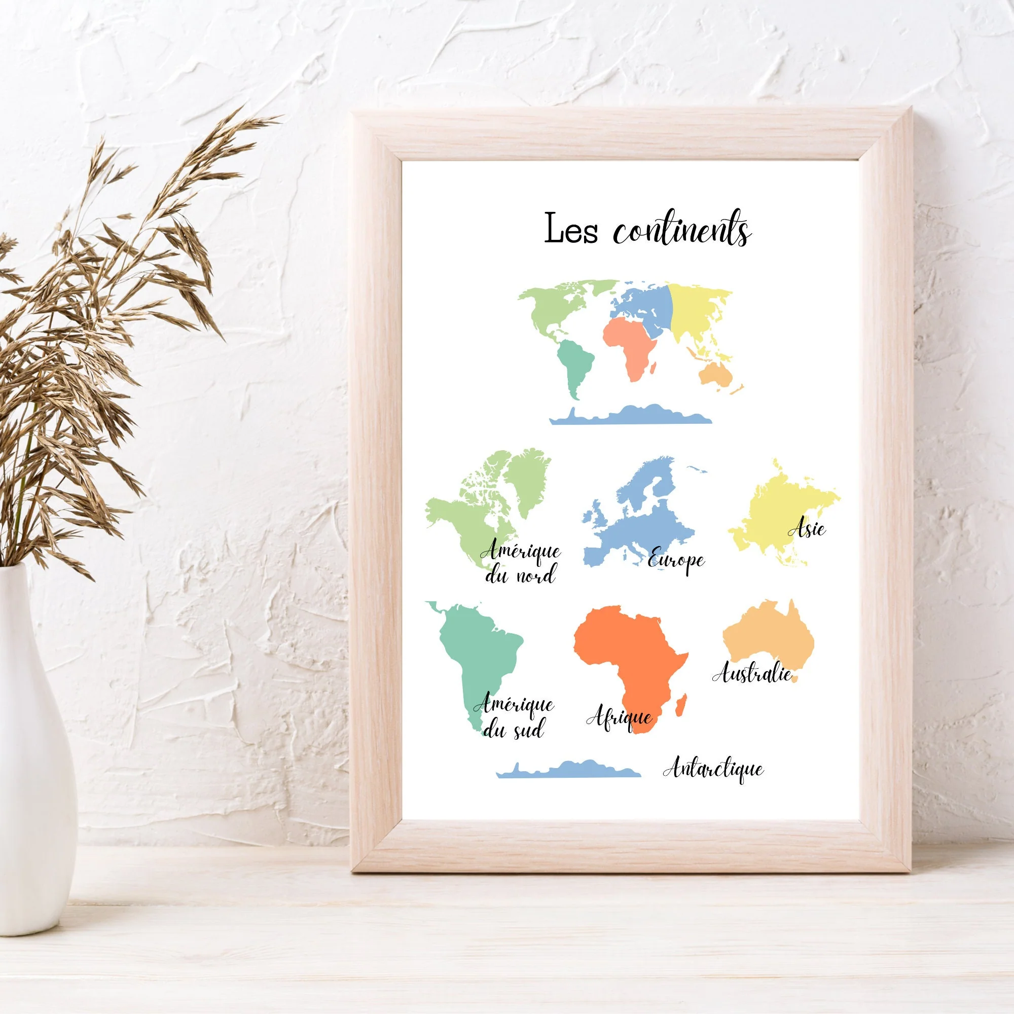 Affiche les continents - Affiches pédagogiques pour chambre enfant ou classe d'école – Image 3