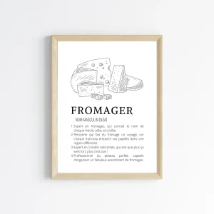 Affiche définition fromager - Affiche minimaliste pour fromagerie - Décoration fromagerie crémerie