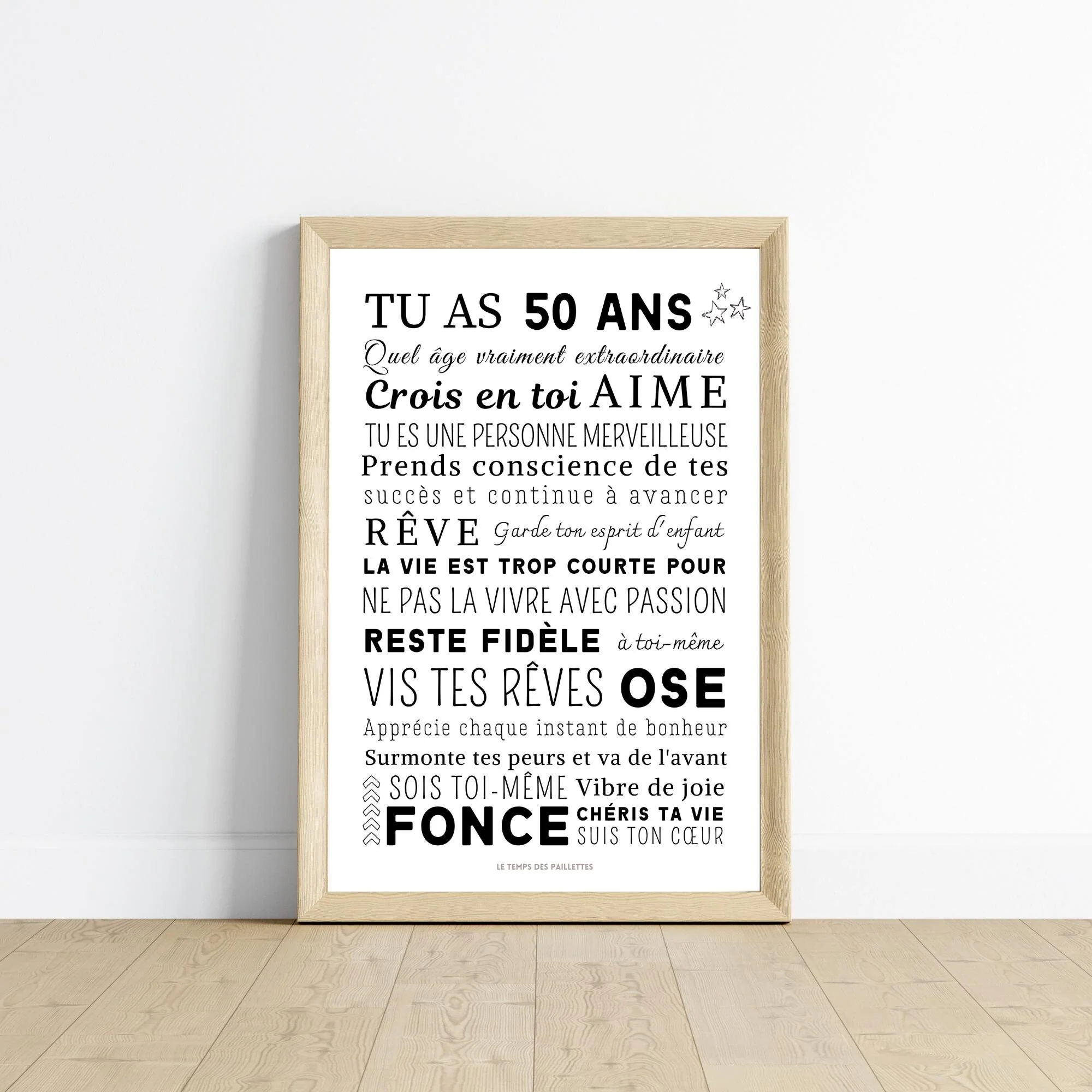 Affiche 50 ans - Carte 50 ème anniversaire - Décoration de fête d'anniversaire par Le Temps des Paillettes